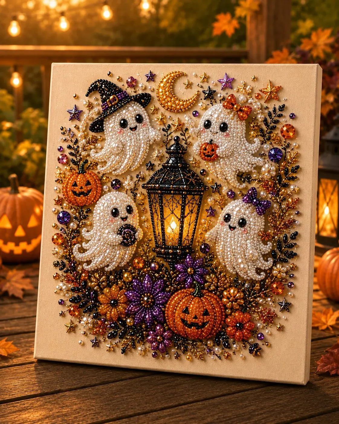 Halloween Pearl Art DIY Kit - Turn Tiny Pearls into SpookyCute Magic (Size:7.87in*7.87in)