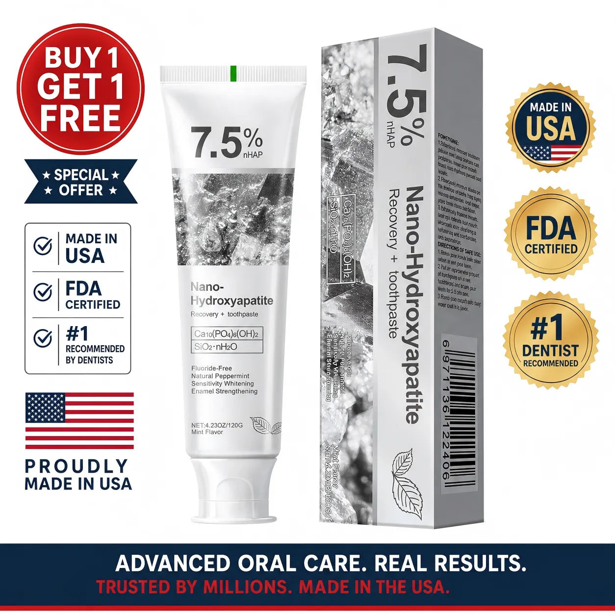 🦷YOYOLE® Bee venom &Nano-Hydroxyapatite Recovery + toothpaste >> 🔥Buy 1 Get 1 Free🔥🏆