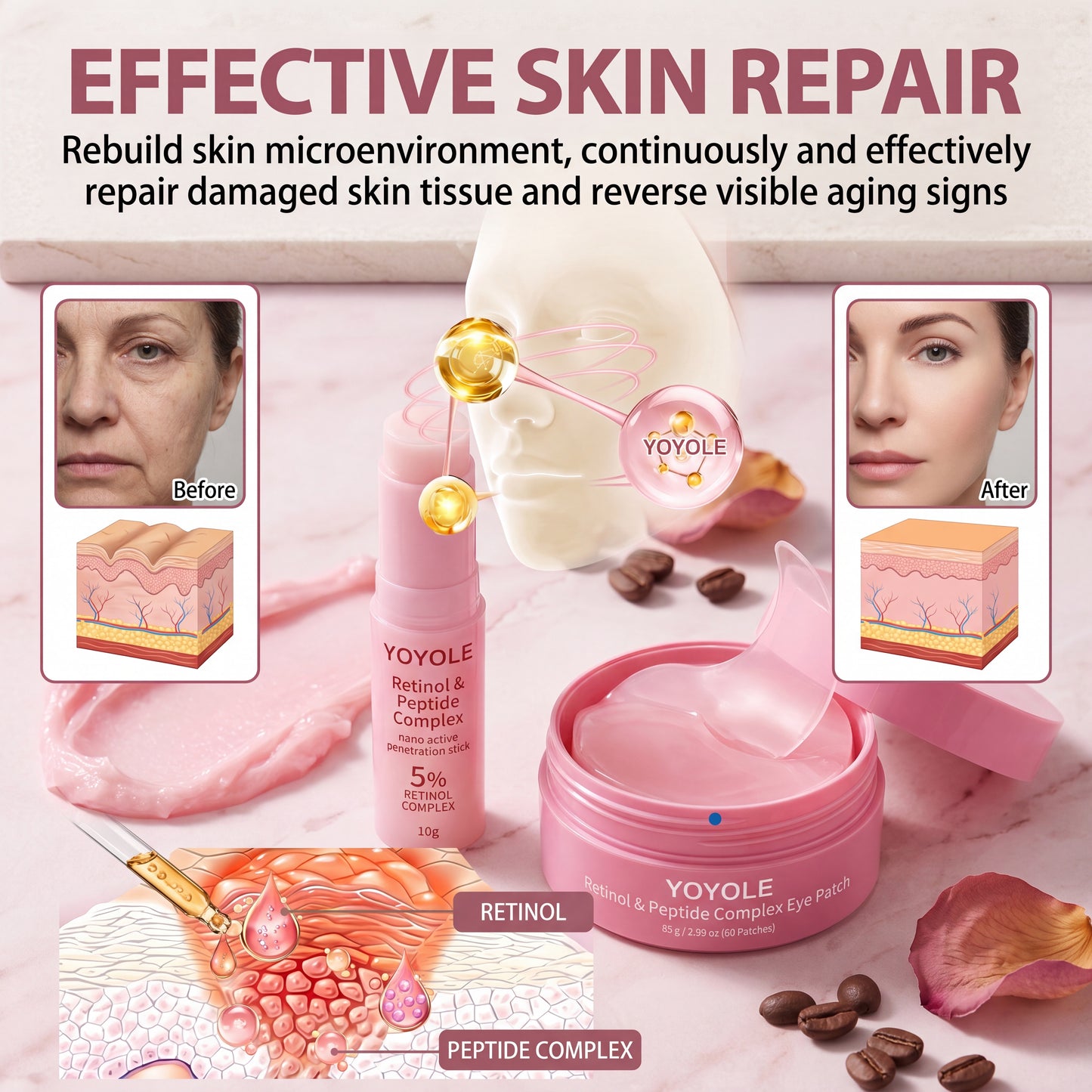 YOYOLE Nano Anti-Aging Firming Stick with Retinol & Peptides | 50% Off, Restore Skin Elasticity