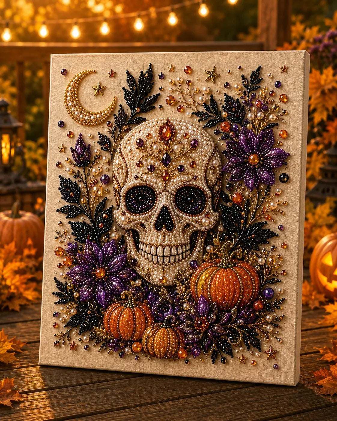 Halloween Pearl Art DIY Kit - Turn Tiny Pearls into SpookyCute Magic (Size:7.87in*7.87in)