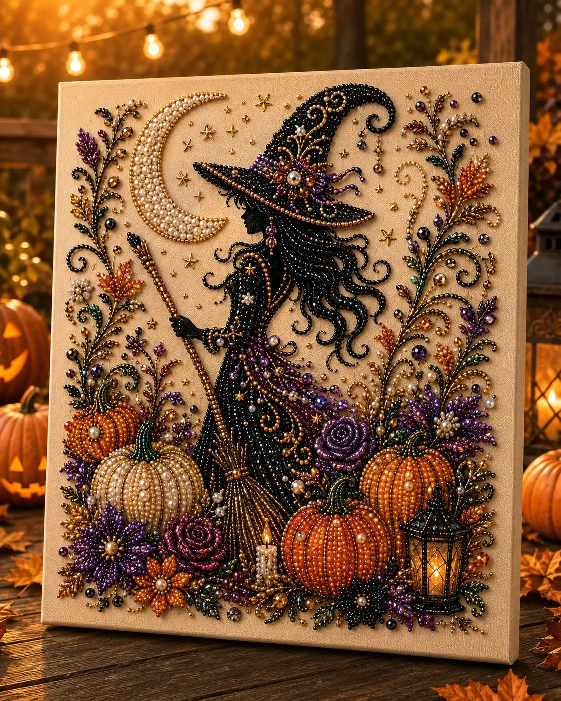 Halloween Pearl Art DIY Kit - Turn Tiny Pearls into SpookyCute Magic (Size:7.87in*7.87in)