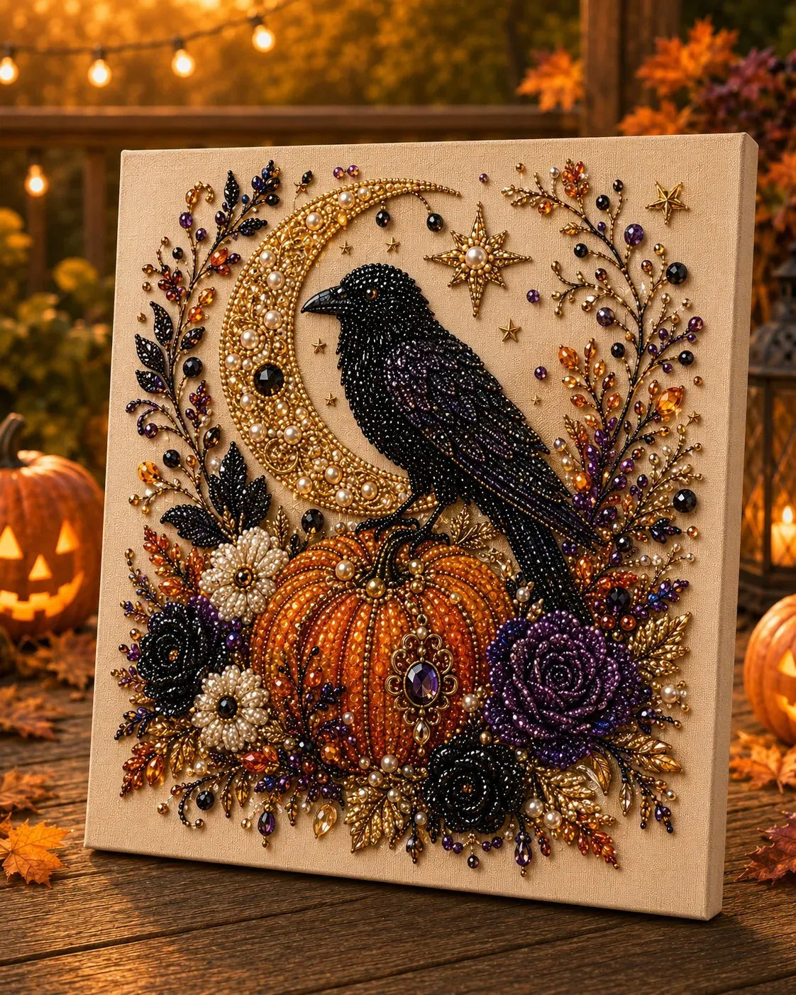 Halloween Pearl Art DIY Kit - Turn Tiny Pearls into SpookyCute Magic (Size:7.87in*7.87in)