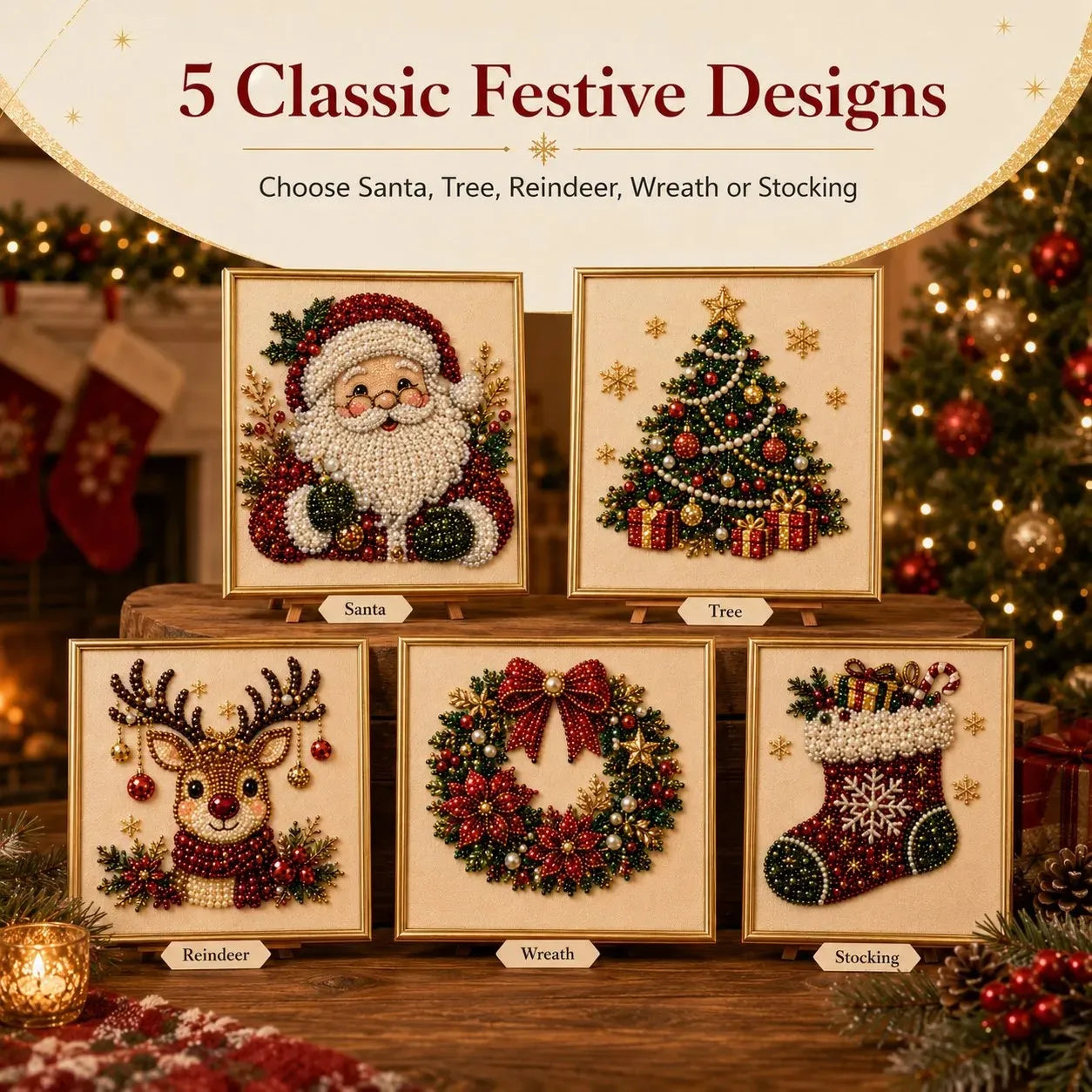 Christmas Pearl Art DIY Kit - Turn Tiny Pearls into SpookyCute Magic (20cm*20cm)