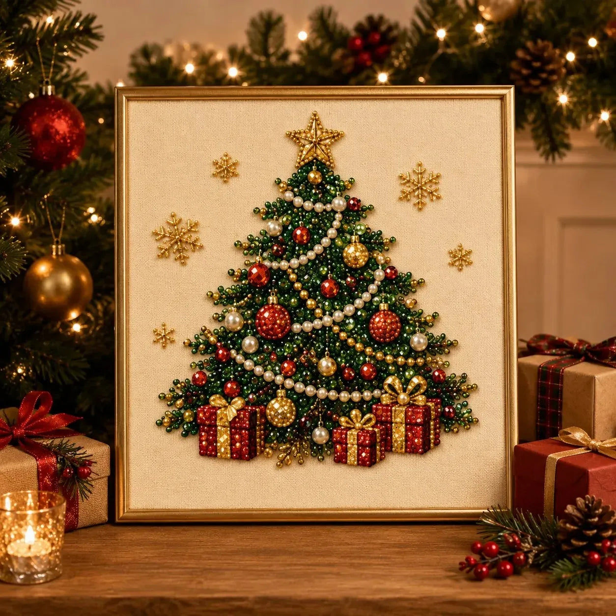 Christmas Pearl Art DIY Kit - Turn Tiny Pearls into SpookyCute Magic (20cm*20cm)